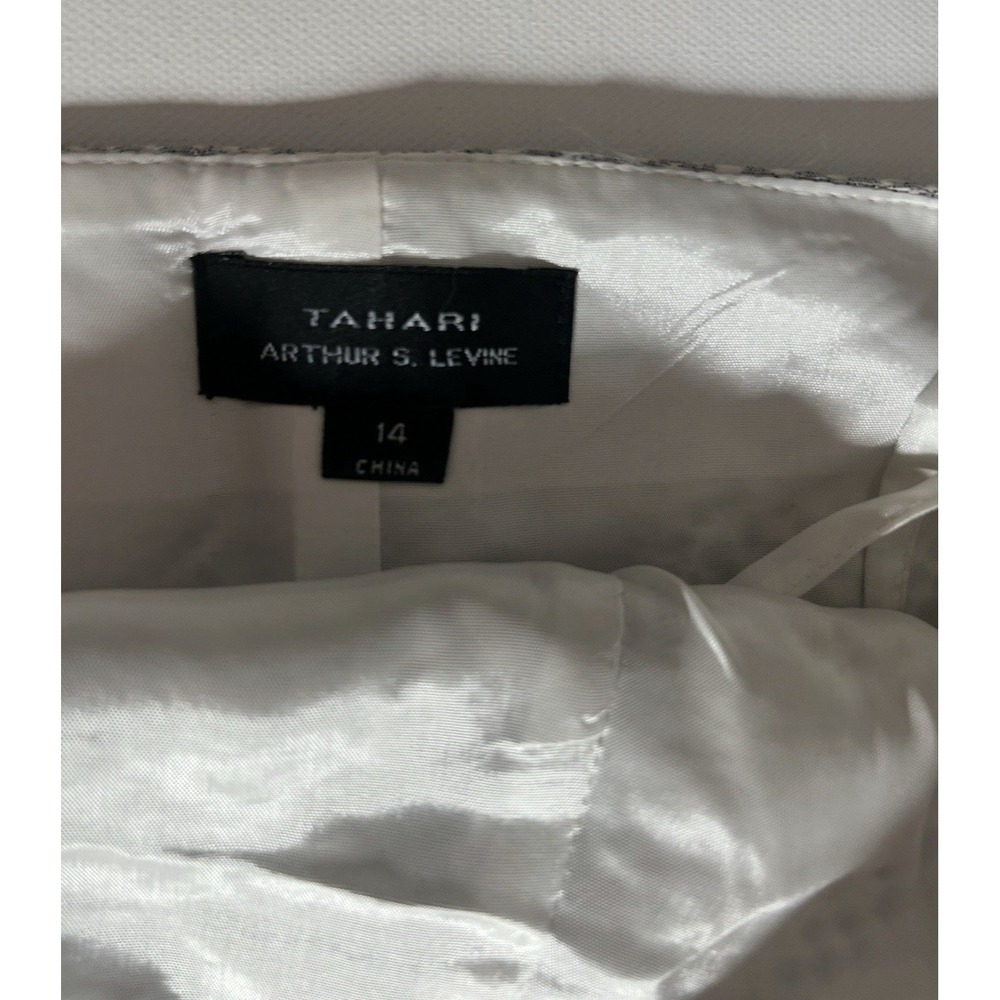 Tahari Arthur S Levine Ivory With Silver Pattern Dress Nwt Size 14 - Picture 5 of 8